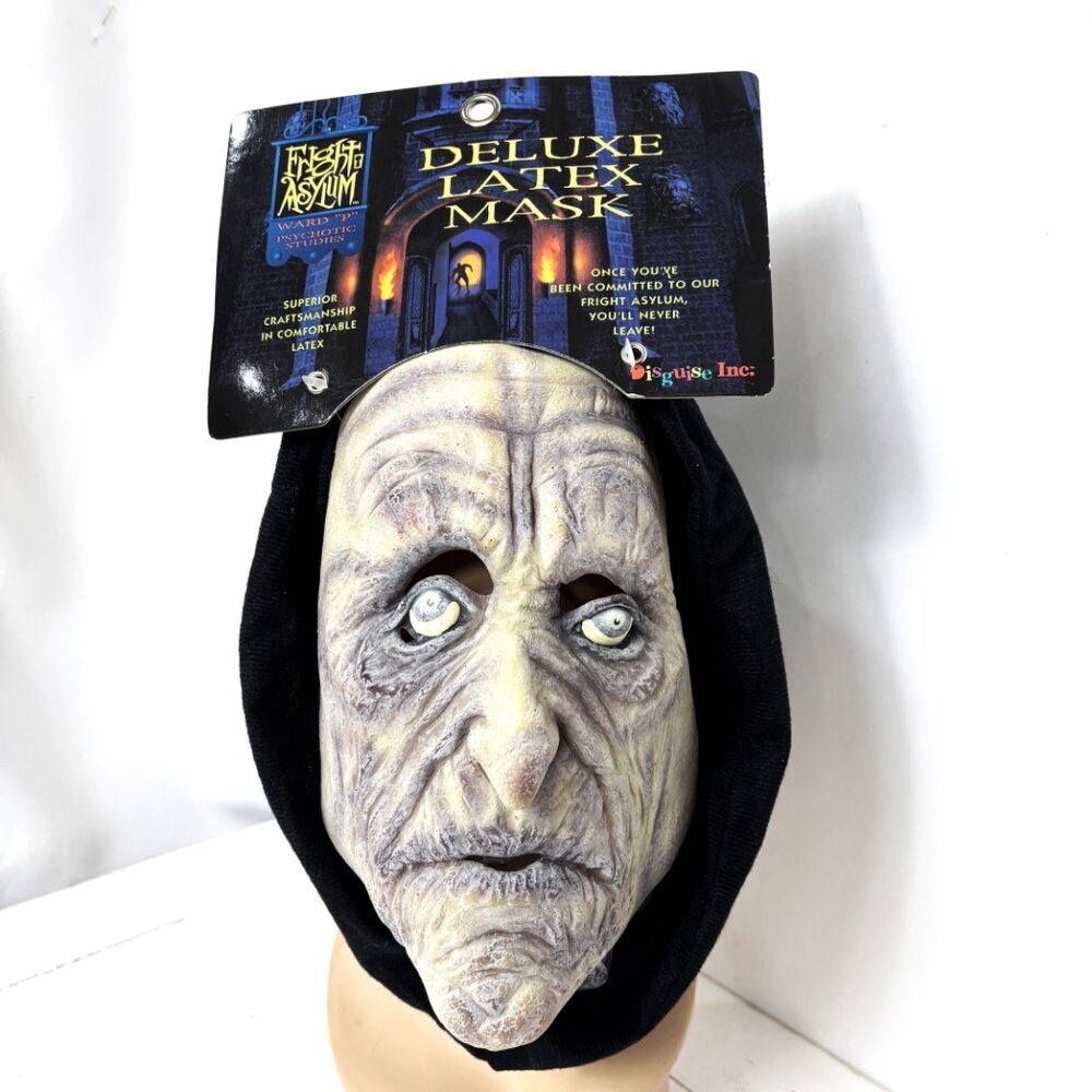 Disguise Fright Asylum Hooded Zombie Halloween Monster Mask NOS – NWT